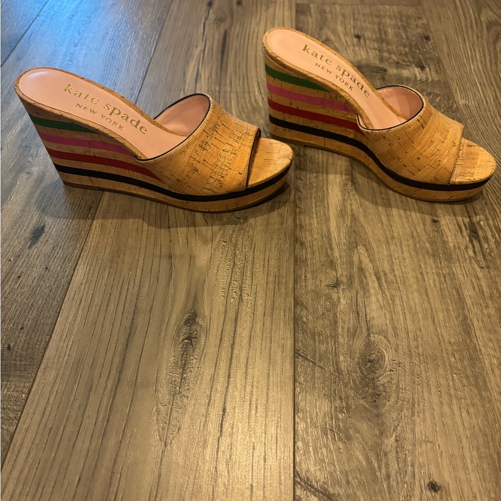 Kate Spade Tan and Pink Wedge Shoes